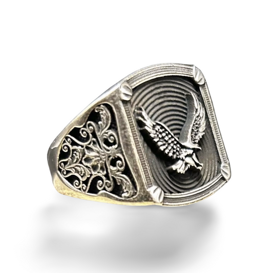 Herrenring Adler aus 925 Sterling Silber - Massiver Adlerring Herren Ring