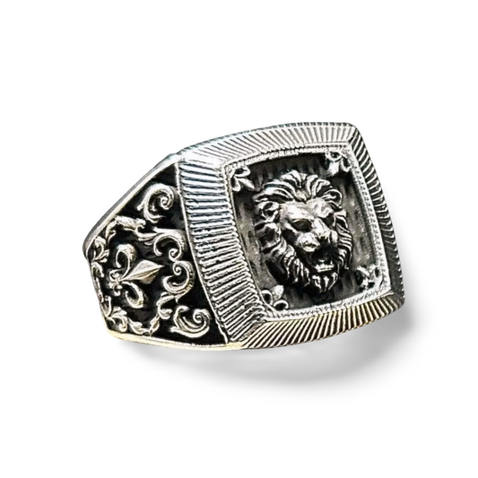 Herrenring Löwenkop aus  925 Sterling Silber Löwenring Herren Ring Löwe