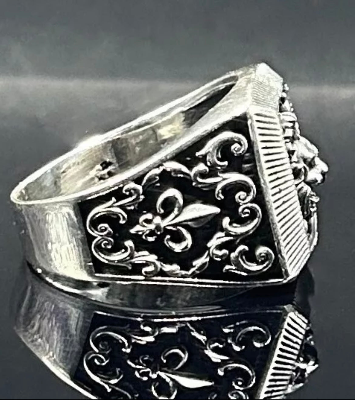 Herrenring Löwenkop aus  925 Sterling Silber Löwenring Herren Ring Löwe