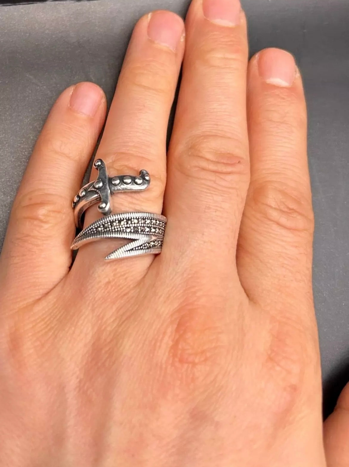 Zülfikar Schwert Herrenring aus 925 Sterling Silber | Hz. Ali Dhulfaqar Ring mit Mikrosteinen