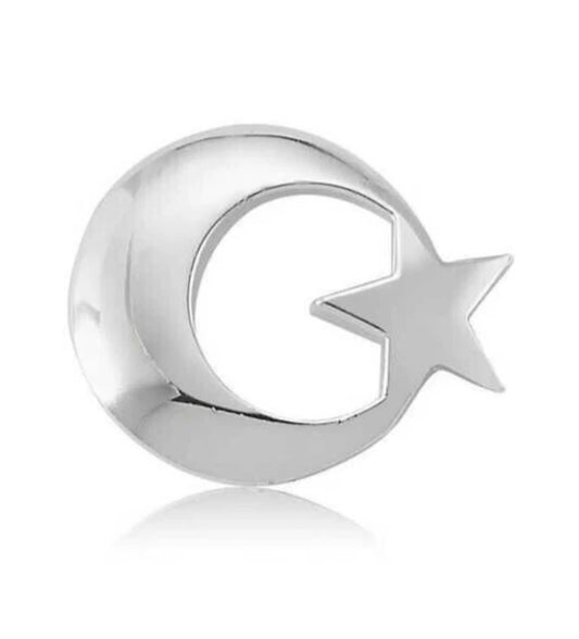 Ay Yıldız Anstecknadel mit Pin 925 Sterling Silber – Halbmond & Stern Yaka Rozeti