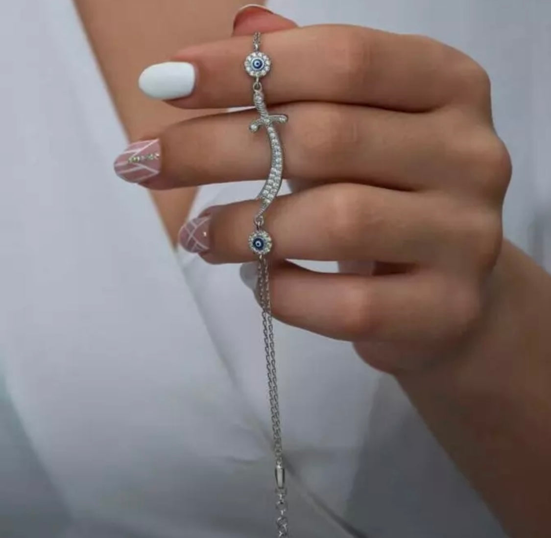 Zülfikar Nazar Armband Damen 925 Sterling Silber – Blaue Nazar Auge