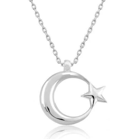 Ay Yıldız Halskette 925 Sterling Silber – Halbmond Stern Anhänger
