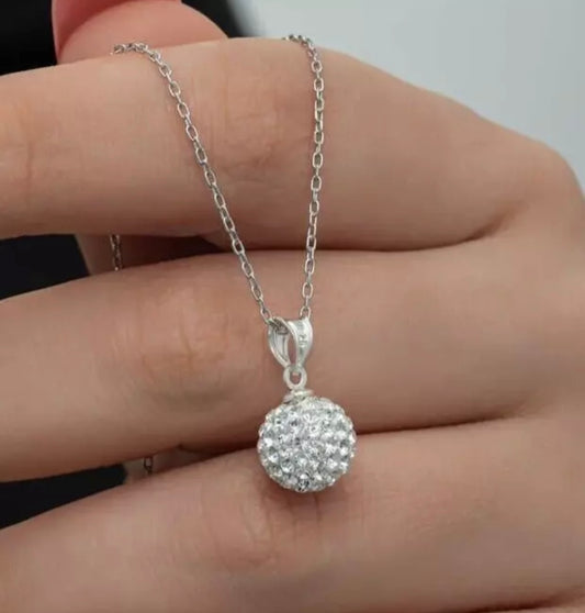 925 Silber Damen Halskette mit Zirkonia-Kugel – Traumhafter Glanz