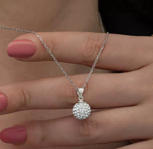 925 Silber Damen Halskette mit Zirkonia-Kugel – Traumhafter Glanz