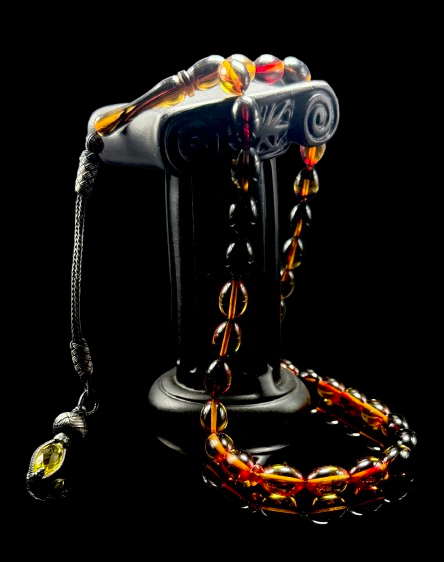 Bernstein gepresst Gebetskette - 1000er Silber Kazaz Quaste