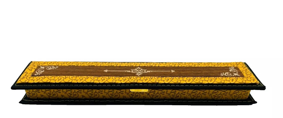 Tesbih aus echtem Bernstein – Kehribar  Gerstenform-Perlen & 925 Silber Quaste –  in Leder-Holz Box