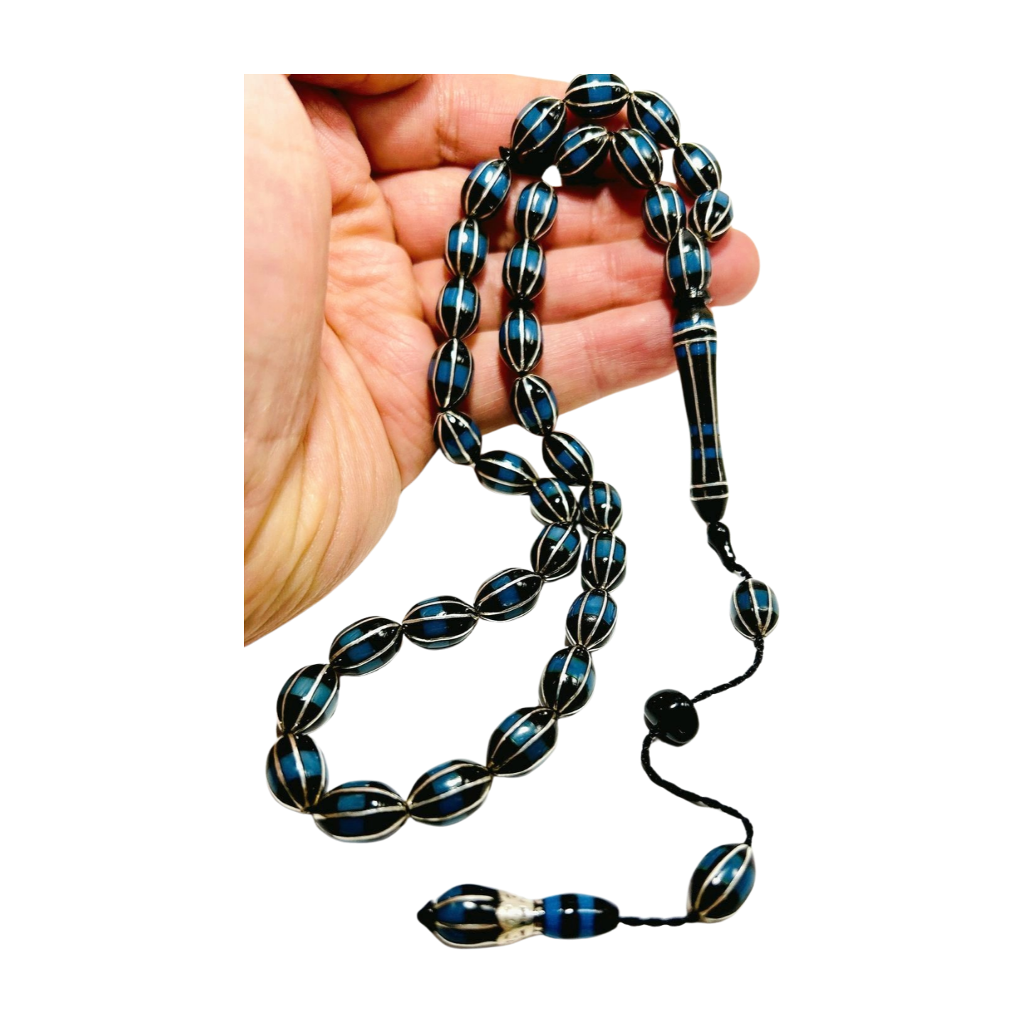 Erzurum Oltu Tesbih  - 925er Silber - Black Amber Gebetskette