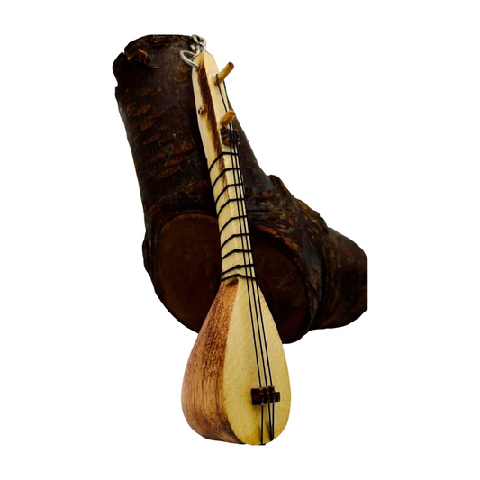 Türkischer Schlüsselanhänger Miniatur Musikinstrument – Handgefertigte Saz / Bağlama aus Holz
