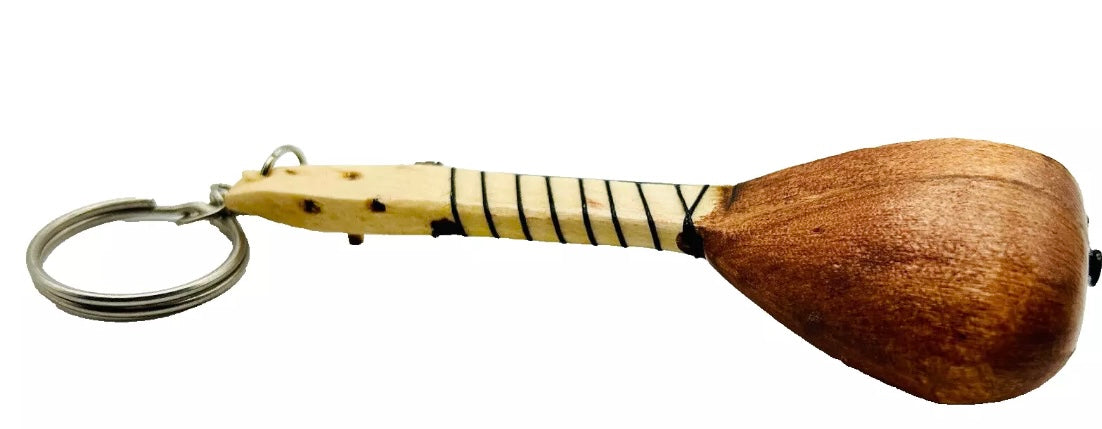 Türkischer Schlüsselanhänger Miniatur Musikinstrument – Handgefertigte Saz / Bağlama aus Holz