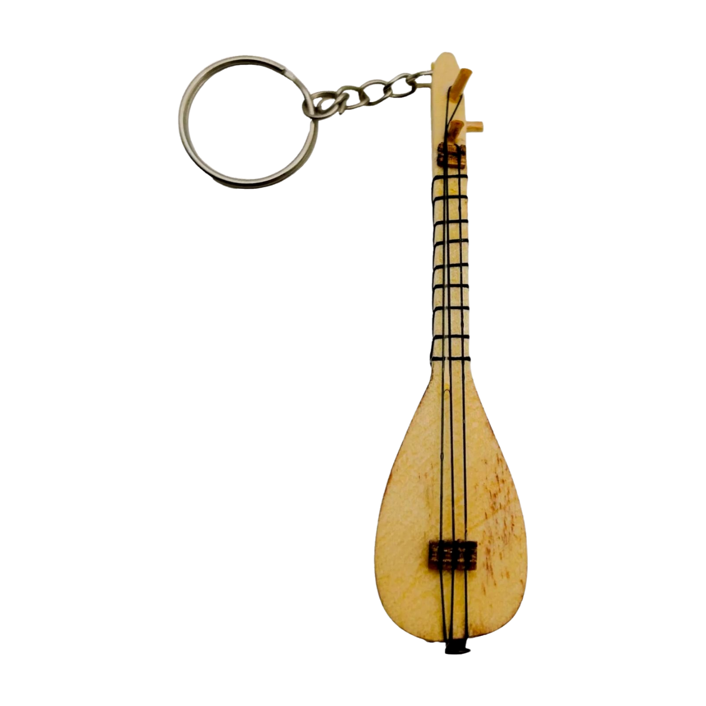 Türkischer Schlüsselanhänger Miniatur Musikinstrument – Handgefertigte Saz / Bağlama aus Holz
