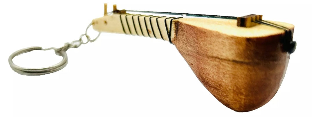 Türkischer Schlüsselanhänger Miniatur Musikinstrument – Handgefertigte Saz / Bağlama aus Holz