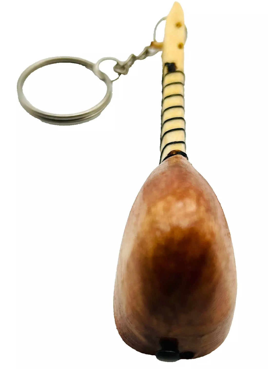 Türkischer Schlüsselanhänger Miniatur Musikinstrument – Handgefertigte Saz / Bağlama aus Holz