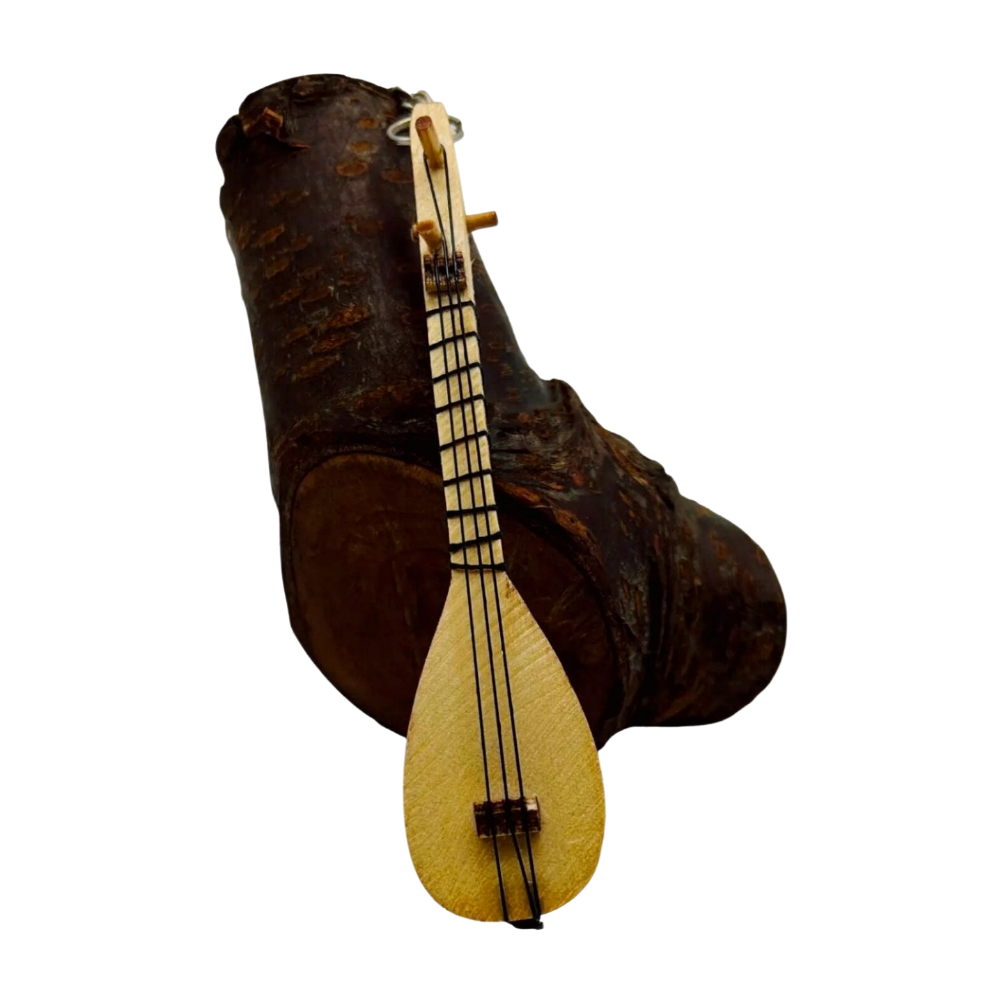 Türkischer Schlüsselanhänger Miniatur Musikinstrument – Handgefertigte Saz / Bağlama aus Holz