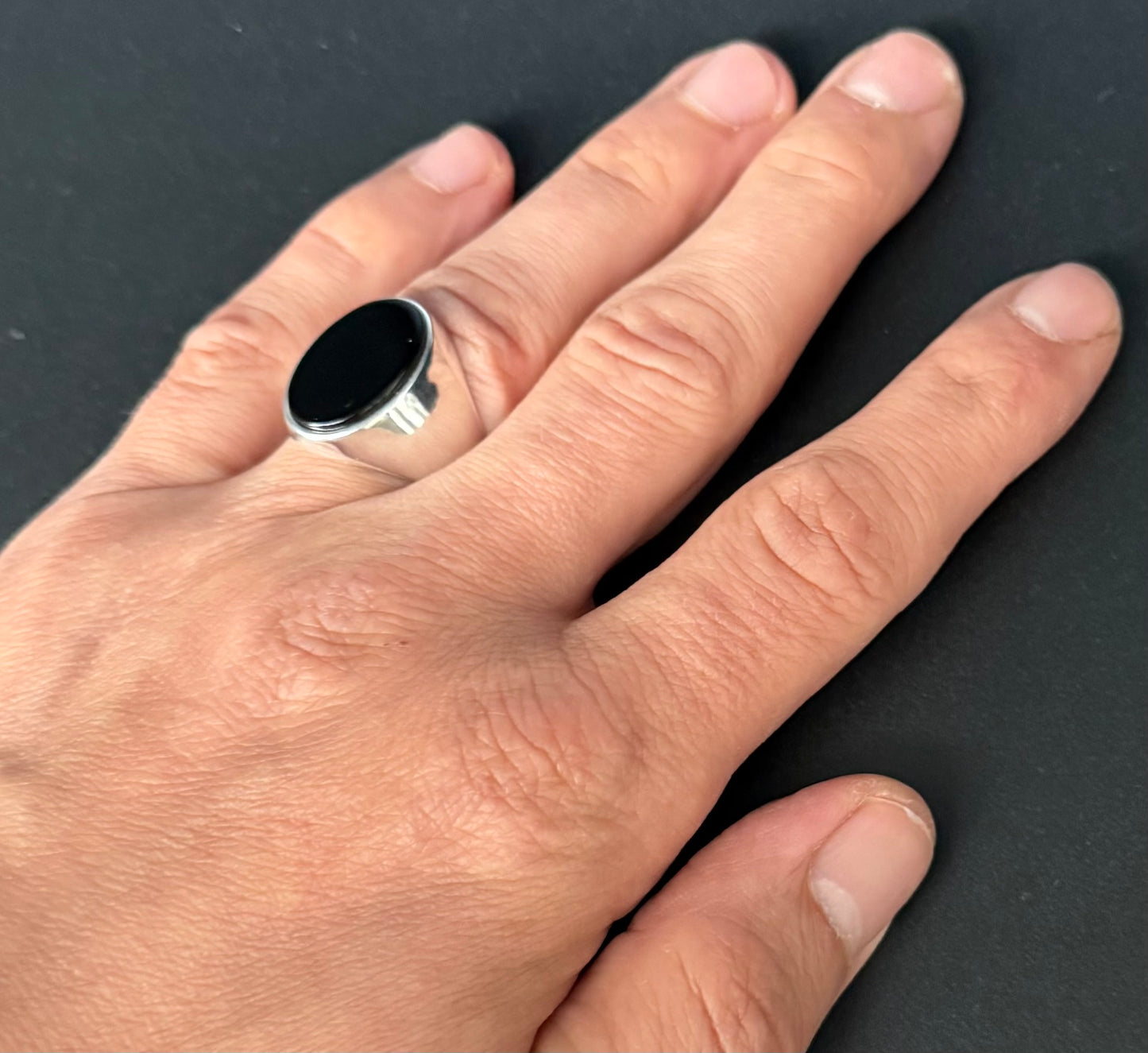 Sterling Silber 925 Siegelring eleganter Herrenring mit Onyx, Männer Ring