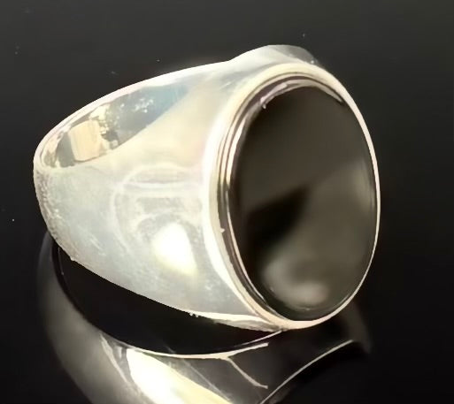 Sterling Silber 925 Siegelring eleganter Herrenring mit Onyx, Männer Ring