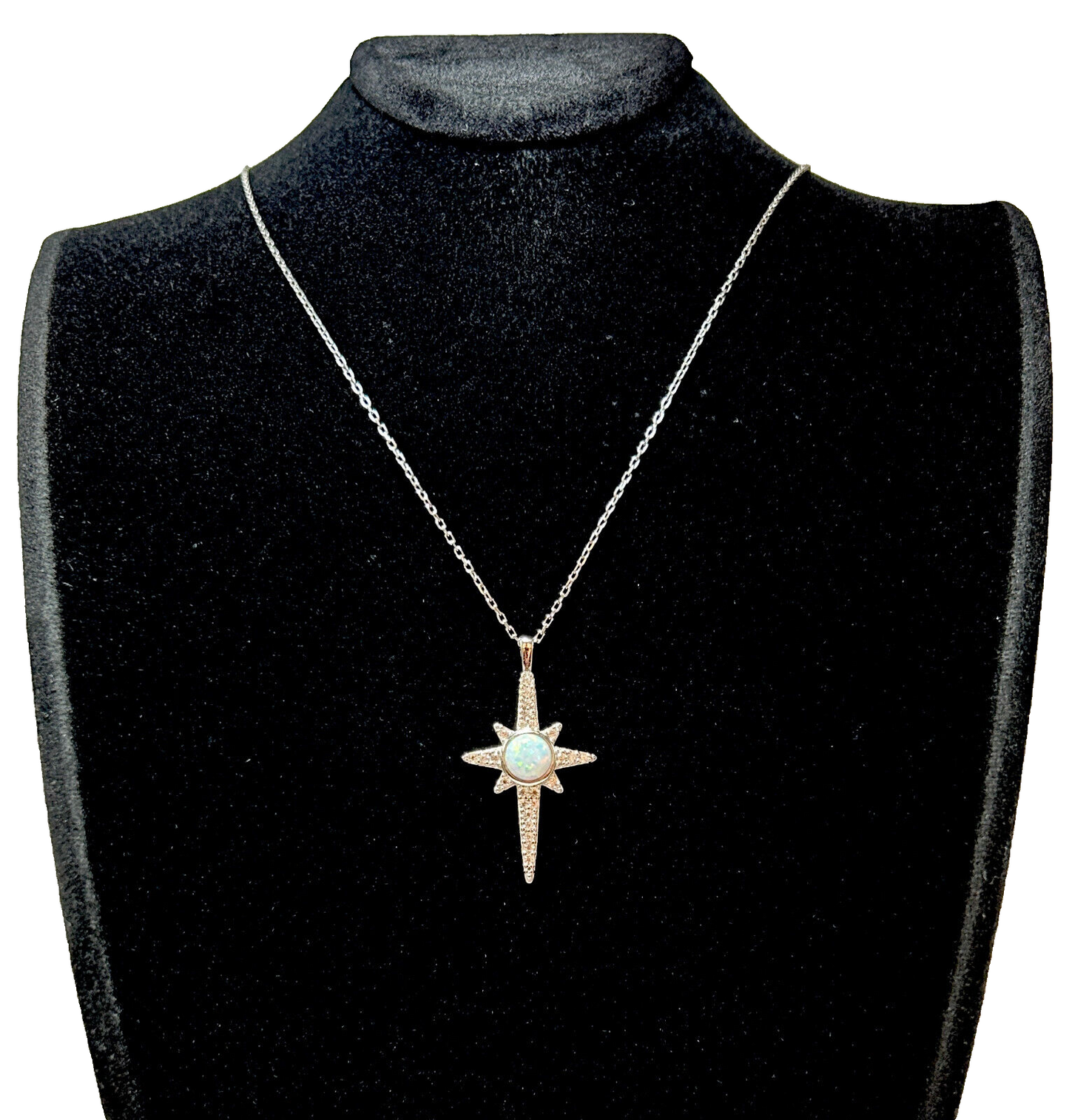 925 Sterling Silber "Polarstern" Kette Opal