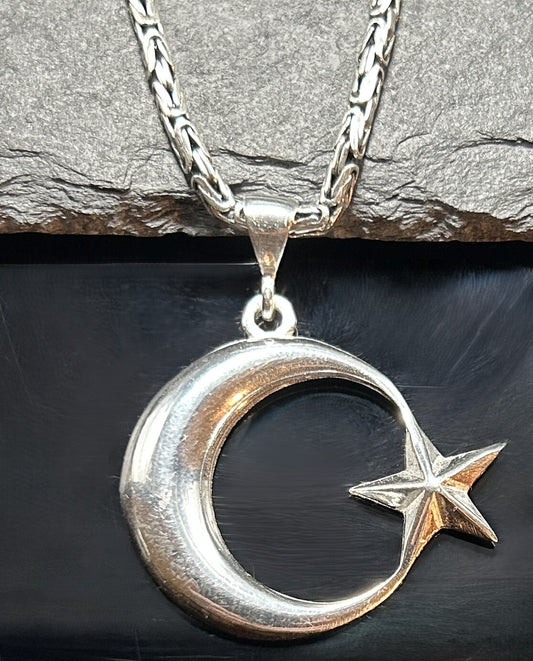 925 Sterling Silber "Ay Yildiz" Anhänger mit einer Königskette