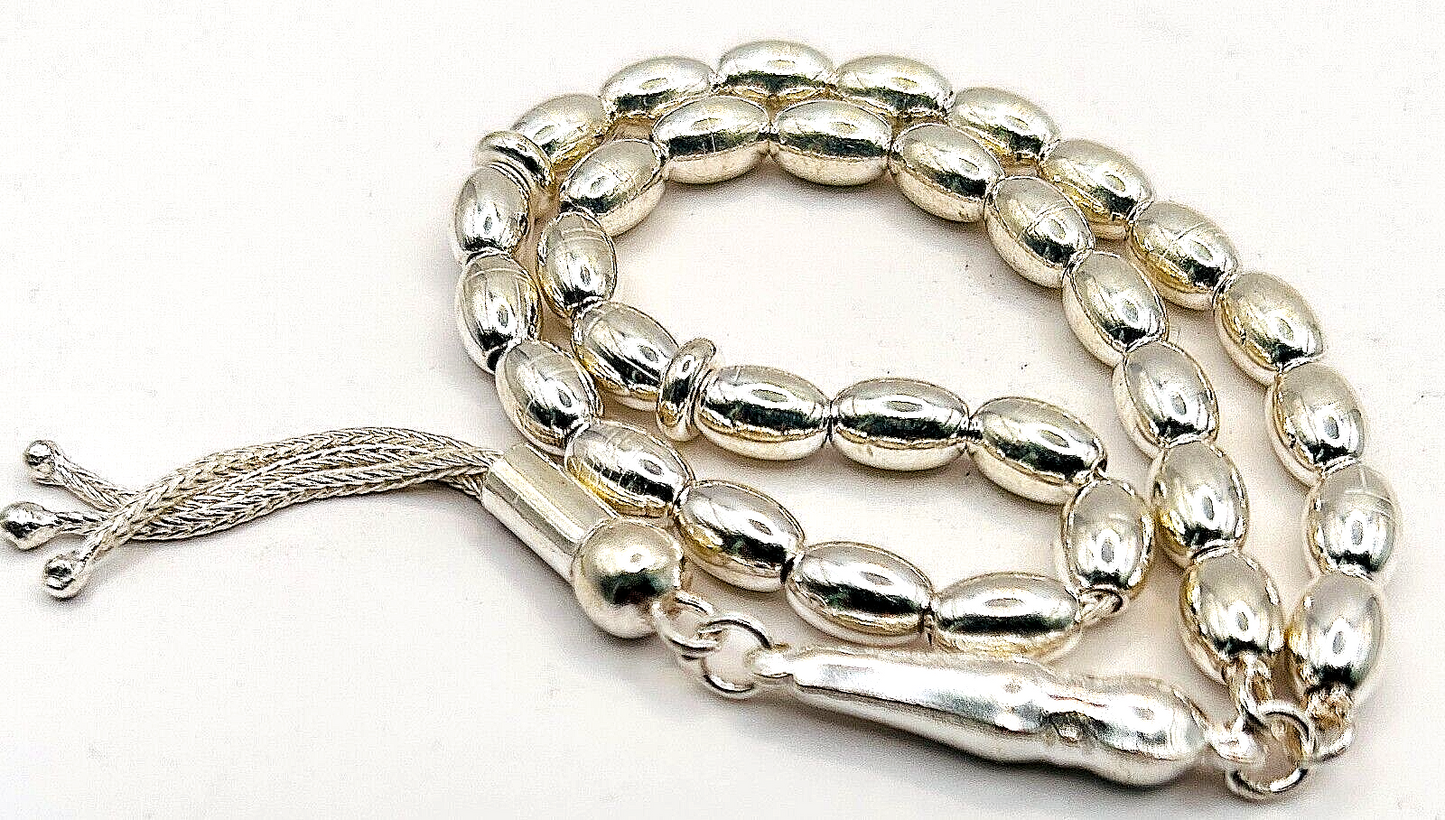 Tesbih aus 925 Sterling Silber in Gersteform Gebetskette