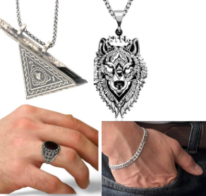 925er Silber Silberschmuck für Herren OSMANLI, AY YILDIZ, Zülfikar Üc Hilal, Bozkurt, Atatürk