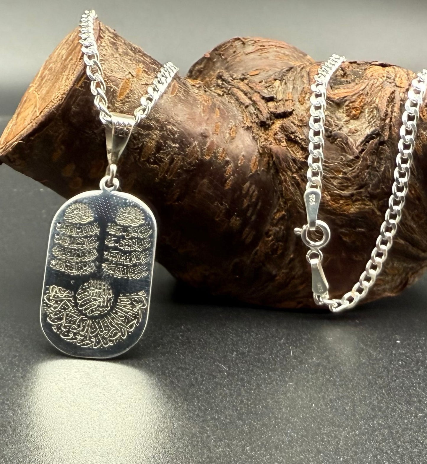 925 Sterling Silber Medaillon mit einer Panzerkette