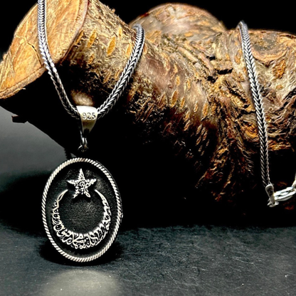 Ay Yildiz Kette 925 Sterling Silber Kelime-i Tevhid