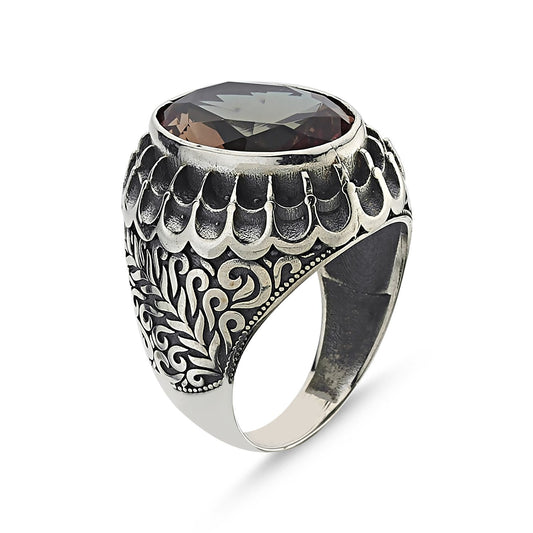 Herrenring 925 Silber mit ovalem Zultanit - farbwechselnder Silberring Herren Ring