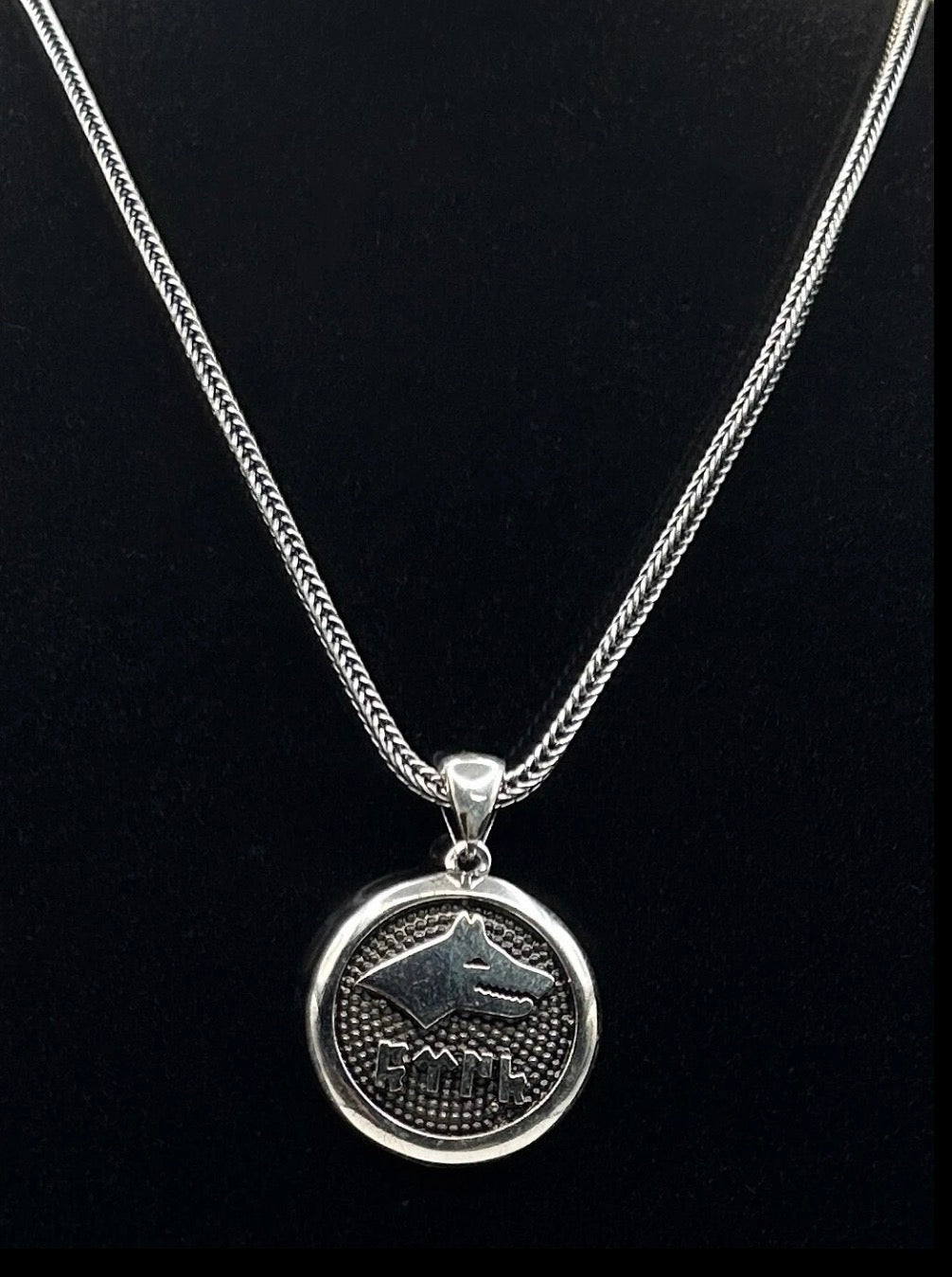 925 Silber Bozkurt Wolf Anhänger mit Kette - Göktürkisch Türk Schriftzug Göktürk