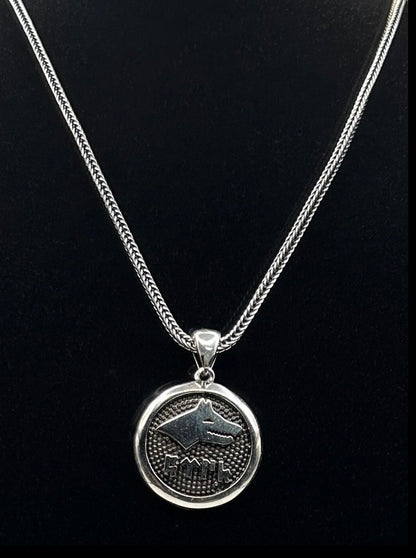 925 Silber Bozkurt Wolf Anhänger mit Kette - Göktürkisch Türk Schriftzug Göktürk