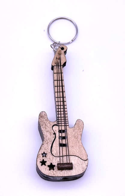 E-Gitarre Schlüsselanhänger Miniatur Musikinstrument – Handgefertigte Gitarre aus Holz