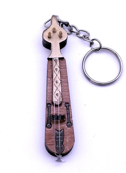 Türkischer Schlüsselanhänger Miniatur Musikinstrument – Handgefertigte Kemence aus Holz (Kopie)
