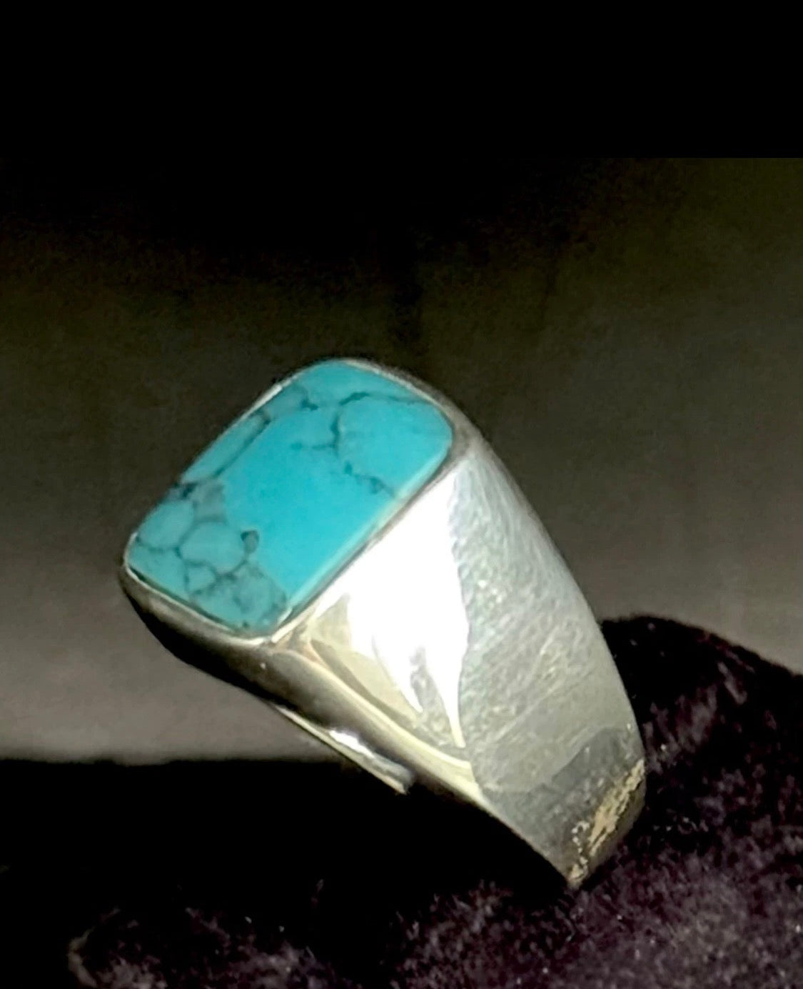 Herrenring aus 925 Sterling Silber mit quadratischer Türkis-Stein