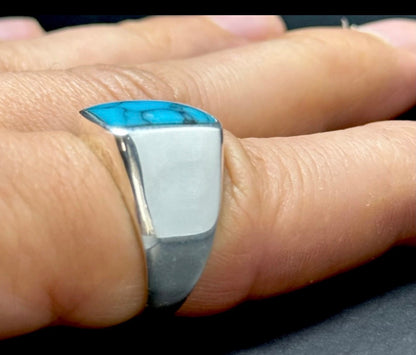 Herrenring aus 925 Sterling Silber mit quadratischer Türkis-Stein