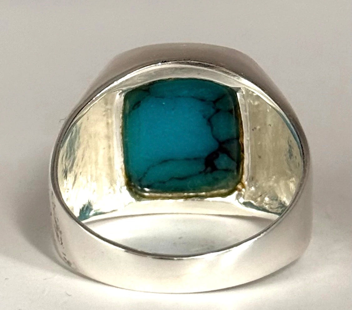 Herrenring aus 925 Sterling Silber mit quadratischer Türkis-Stein