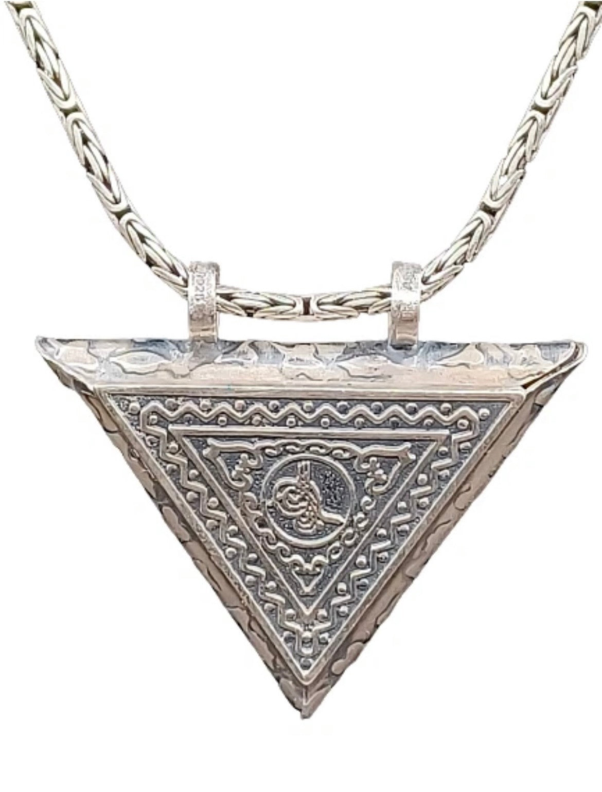925 Sterling Silber Cevsen Muska Osmanli Tugra Anhänger mit Königskette 55cm