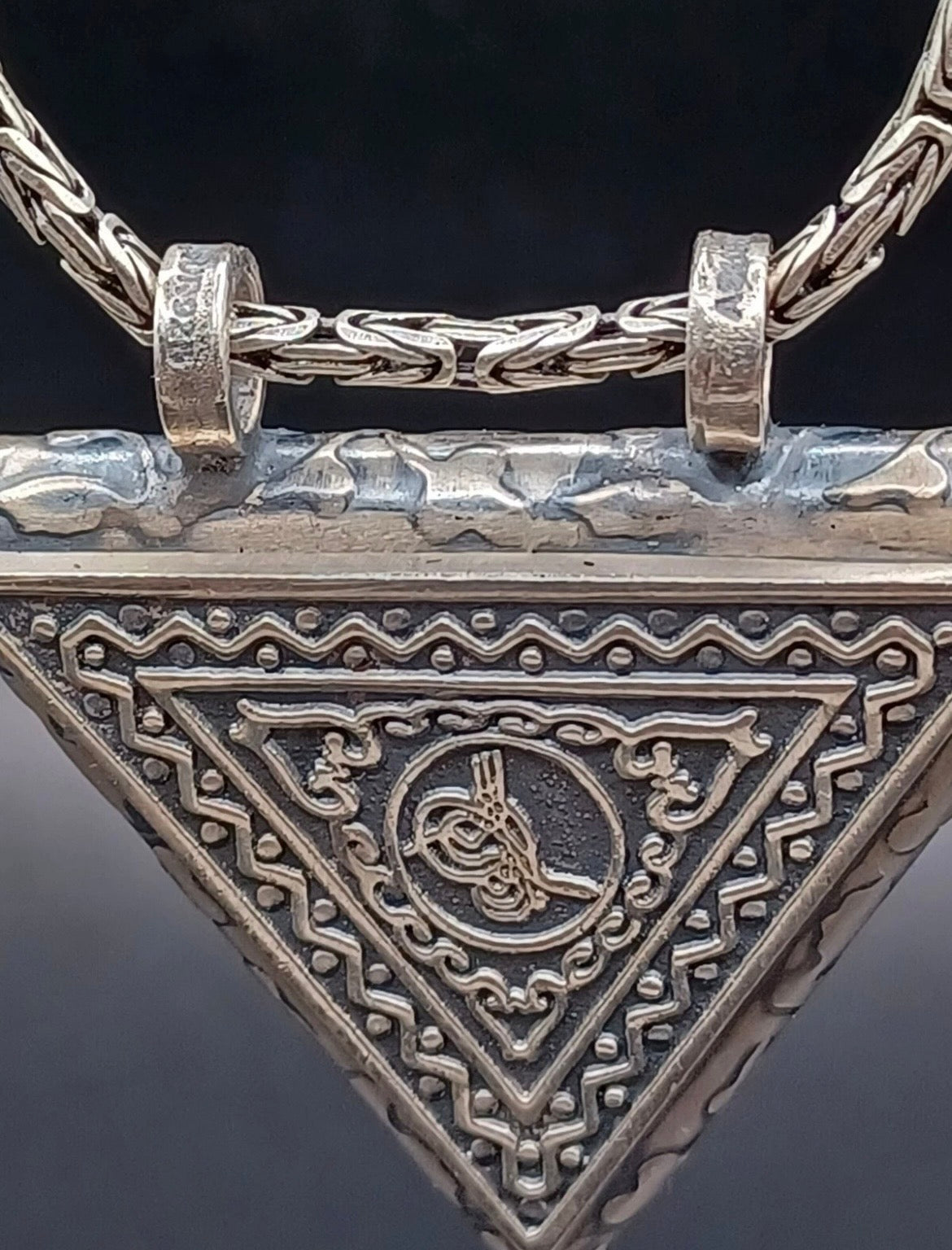 925 Sterling Silber Cevsen Muska Osmanli Tugra Anhänger mit Königskette 55cm