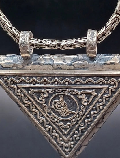 925 Sterling Silber Cevsen Muska Osmanli Tugra Anhänger mit Königskette 55cm