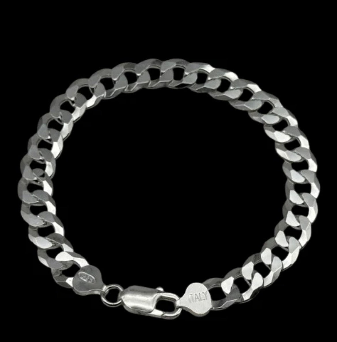 925 Sterling Silber Panzerkette Armband 9mm Massiv
