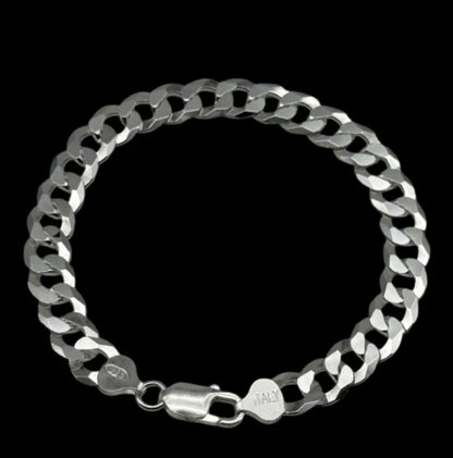 925 Sterling Silber Panzerkette Armband 9mm Massiv