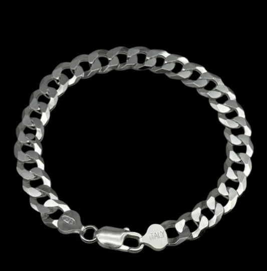 925 Sterling Silber Panzerkette Armband 9mm Massiv