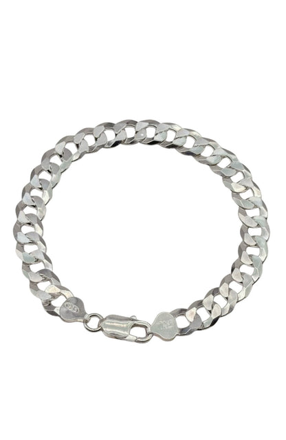 925 Sterling Silber Panzerkette Armband 9mm Massiv
