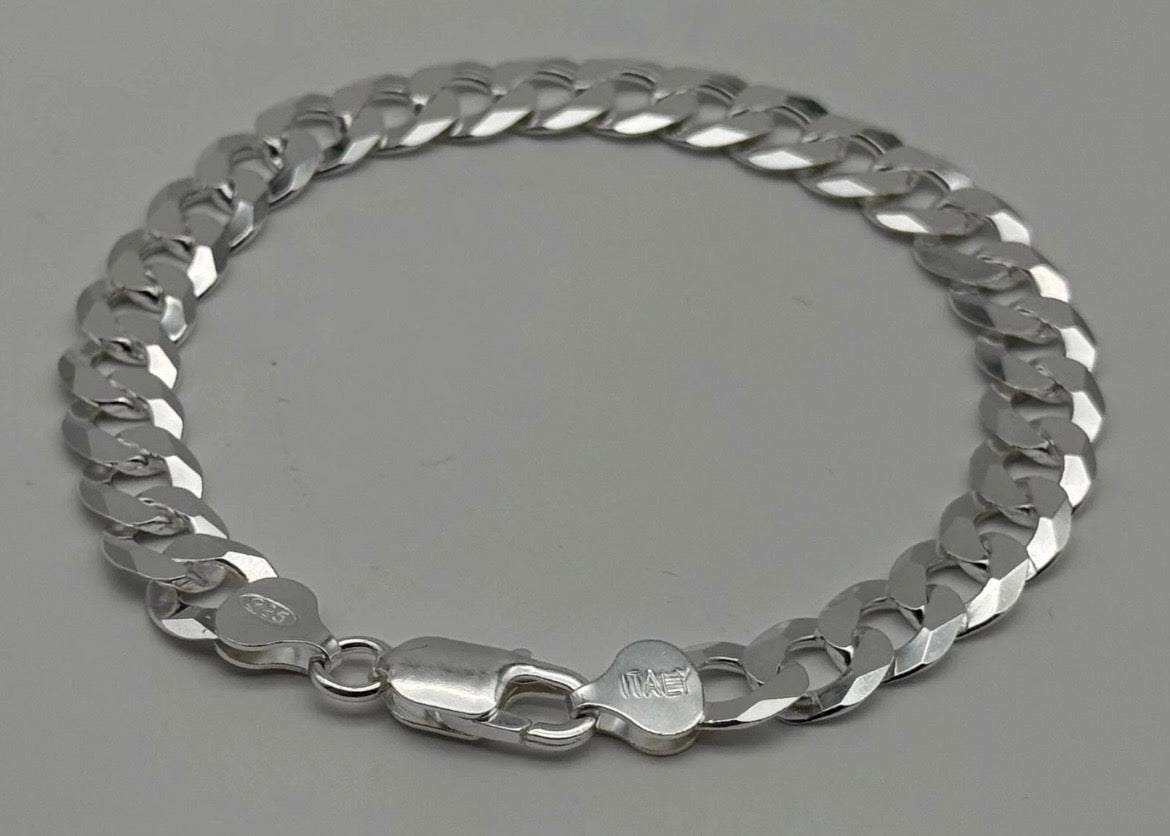 925 Sterling Silber Panzerkette Armband 9mm Massiv