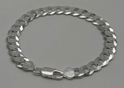 925 Sterling Silber Panzerkette Armband 9mm Massiv