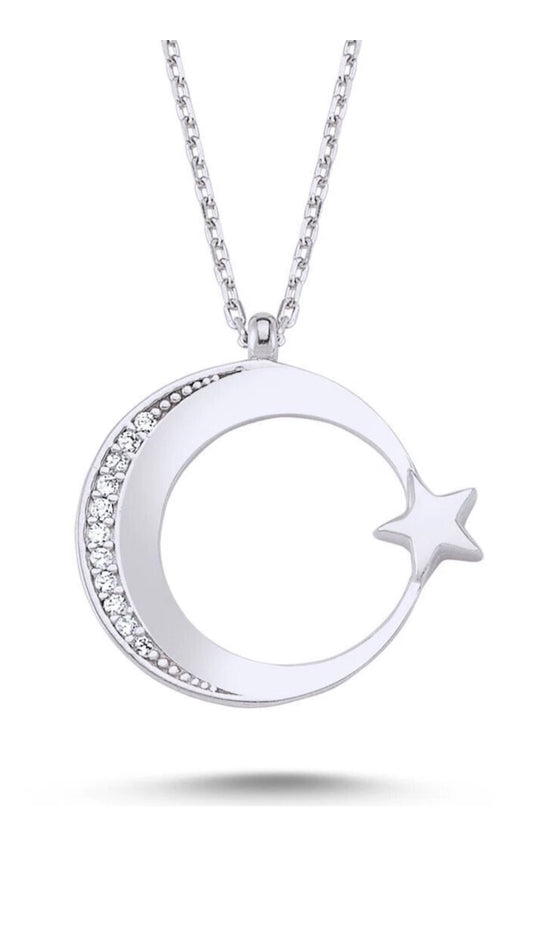 925 Sterling Silber Halskette mit AY YILDIZ Anhänger