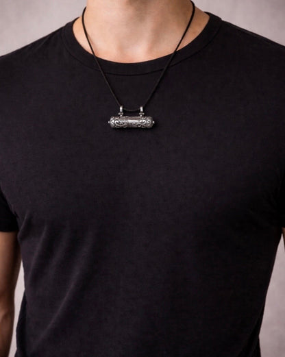 925 Sterling Silber Muska Cevsen Anhänger mit Leder Halskette