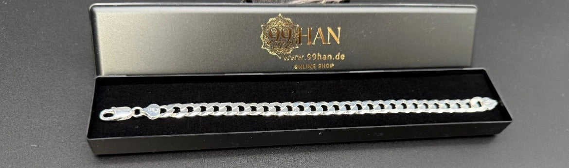 925 Sterling Silber Herren Panzerkette Armband 9 mm