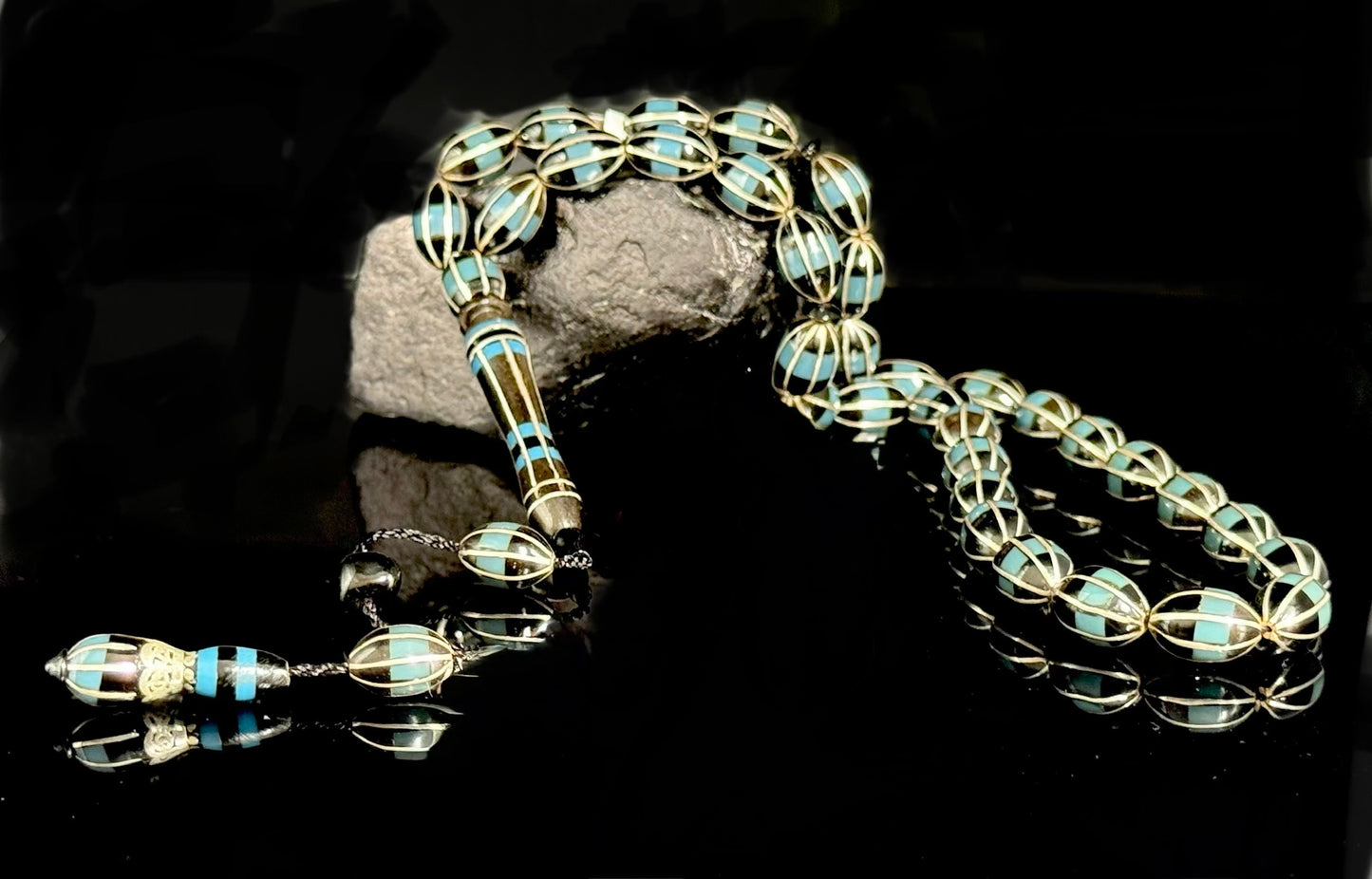 Erzurum Oltu Tesbih  - 925er Silber - Black Amber Gebetskette