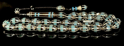 Erzurum Oltu Tesbih  - 925er Silber - Black Amber Gebetskette