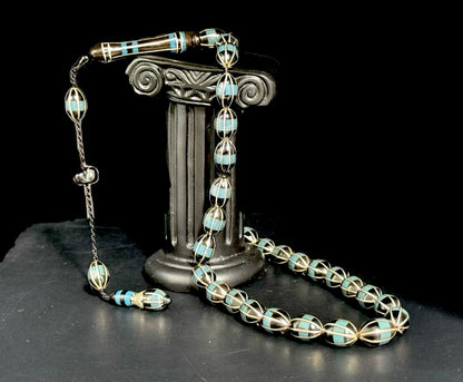 Erzurum Oltu Tesbih  - 925er Silber - Black Amber Gebetskette