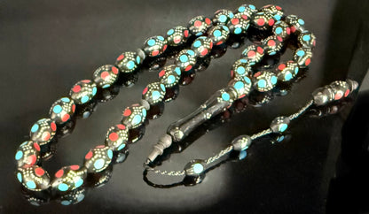 Gümüş İşlemeli Kuka Tesbih – Gebetskette aus natürlichem Kuka 925 Silber